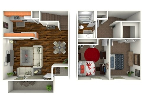 Midtown on Seneca Two Bedroom Floor Plan